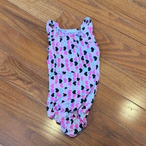 Colorful Heart Patterned gymnastics unitard